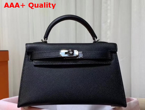 Hermes Mini Kelly 20cm Black Epsom Calfskin Replica