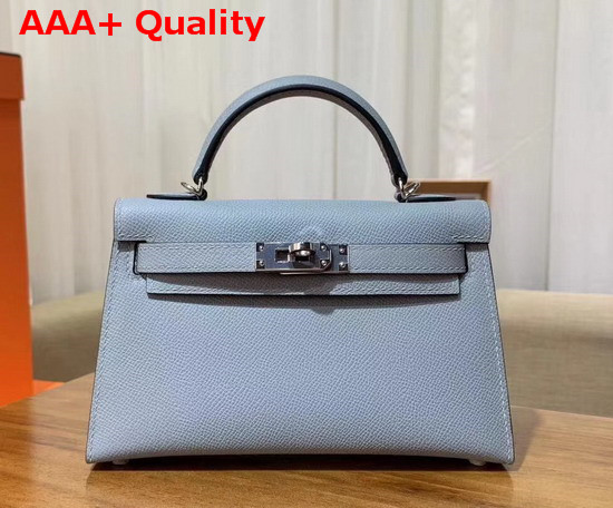 Hermes Mini Kelly 20cm Light Blue Epsom Calfskin Replica