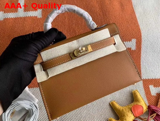 Hermes Mini Kelly 20cm Tan Epsom Calfskin Replica