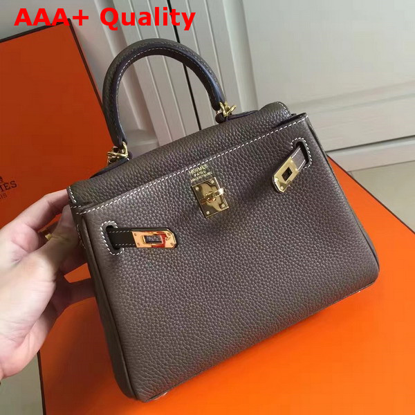 Hermes Mini Kelly Coffee Togo Leather Replica