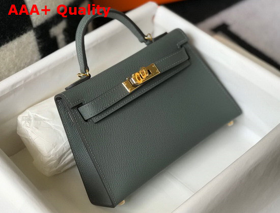 Hemes Mini Kelly II Almond Green Epsom Leather Replica