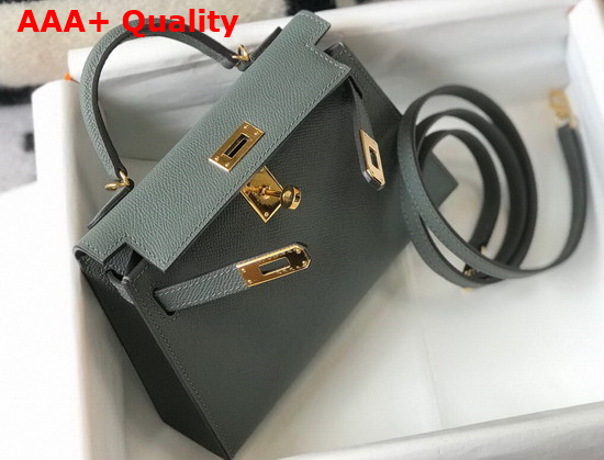 Hemes Mini Kelly II Almond Green Epsom Leather Replica