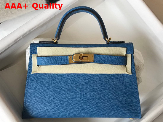 Hemes Mini Kelly II Blue Epsom Leather Replica