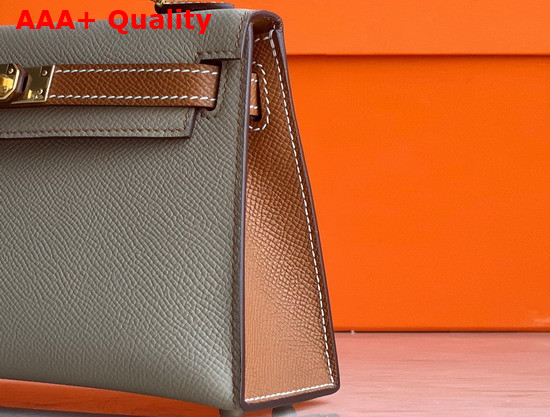 Hermes Mini Kelly II Contrast Color Beige and Tan Replica