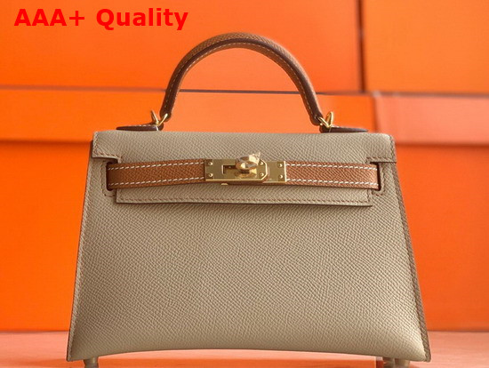 Hermes Mini Kelly II Contrast Color Beige and Tan Replica