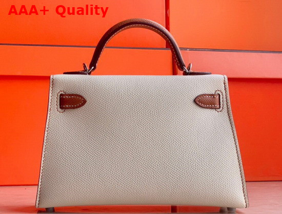 Hermes Mini Kelly II Contrast Color Blanc and Gold Replica