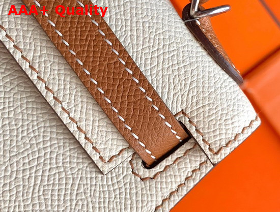 Hermes Mini Kelly II Contrast Color Blanc and Gold Replica