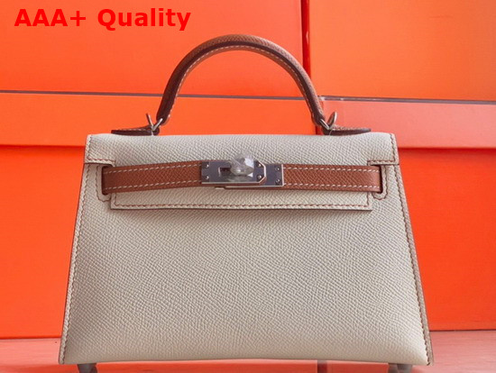 Hermes Mini Kelly II Contrast Color Blanc and Gold Replica