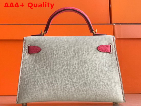 Hermes Mini Kelly II Contrast Color Gray and Rose Replica