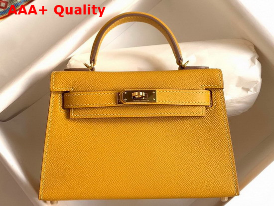 Hemes Mini Kelly II Yellow Epsom Leather Replica