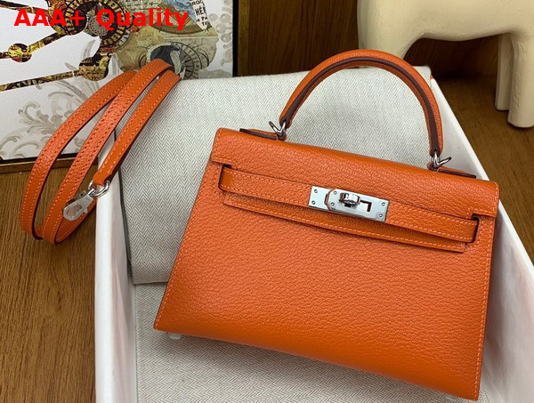 Hermes Mini Kelly II in Orange Goatskin Replica