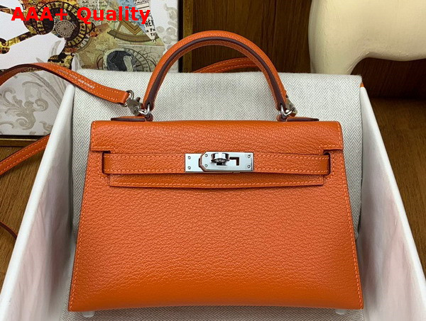 Hermes Mini Kelly II in Orange Goatskin Replica