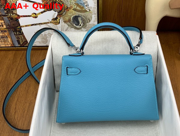 Hermes Mini Kelly II in Sky Blue Goatskin Replica