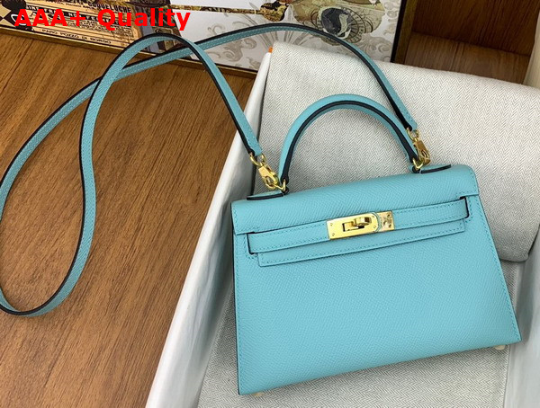 Hermes Mini Kelly II in Turquoise Goatskin Replica