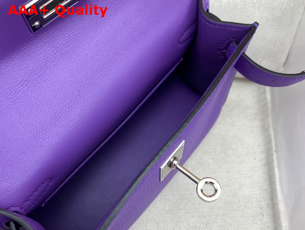 Hermes Mini Kelly II in Violet Goatskin Replica