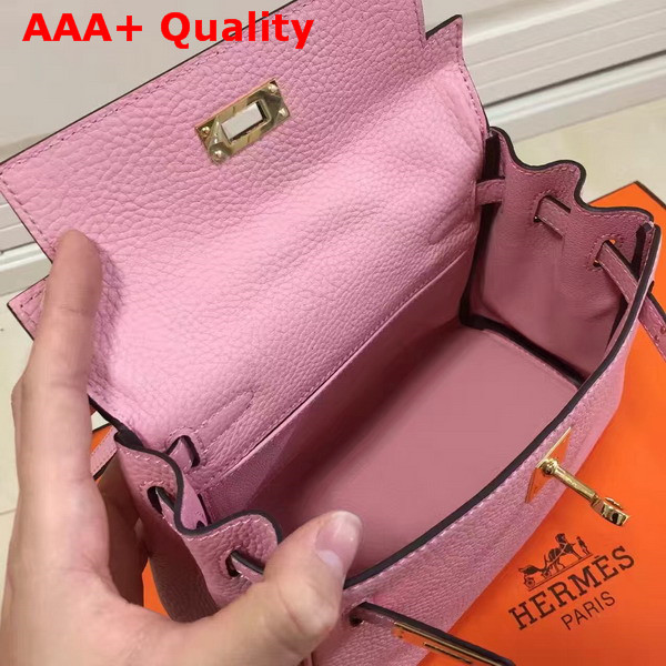 Hermes Mini Kelly Pink Togo Leather Replica