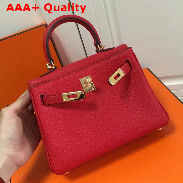 Hermes Mini Kelly Red Togo Leather Replica