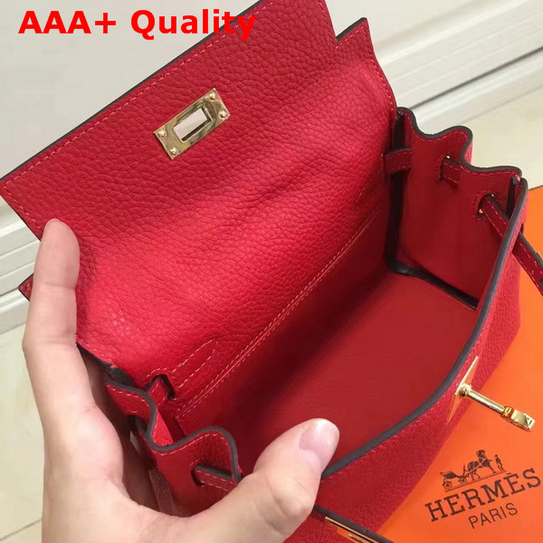 Hermes Mini Kelly Red Togo Leather Replica