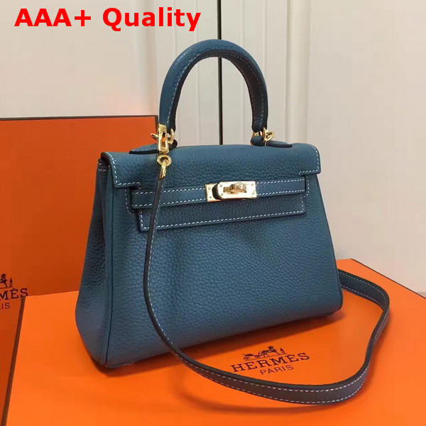 Hermes Mini Kelly in Blue Togo Leather Replica