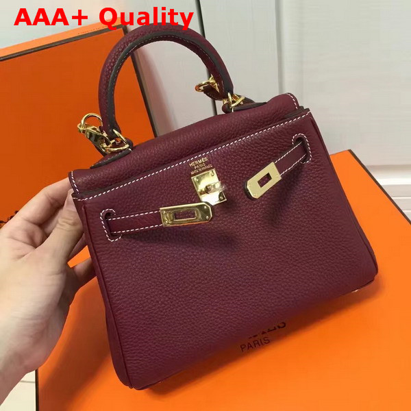 Hermes Mini Kelly in Burgundy Togo Leather Replica