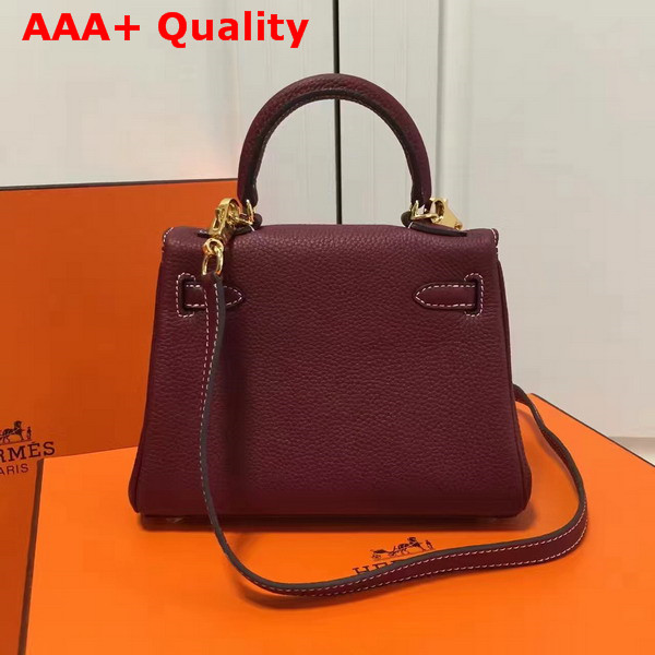 Hermes Mini Kelly in Burgundy Togo Leather Replica