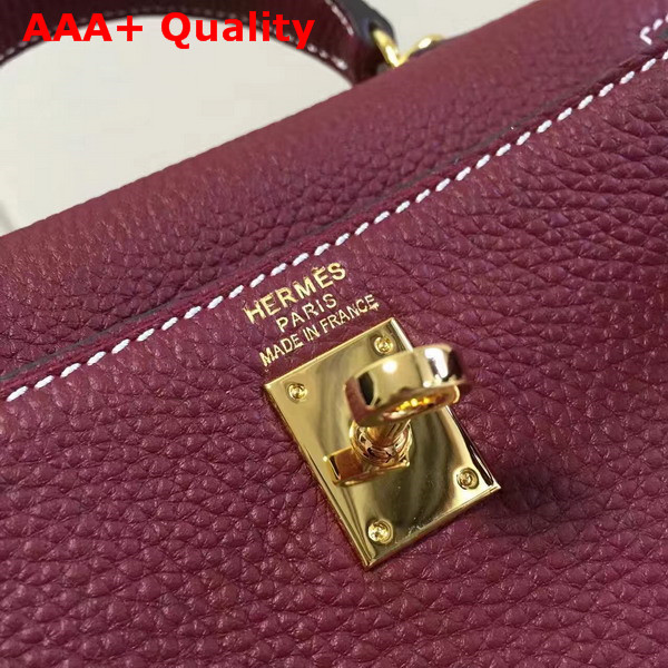 Hermes Mini Kelly in Burgundy Togo Leather Replica