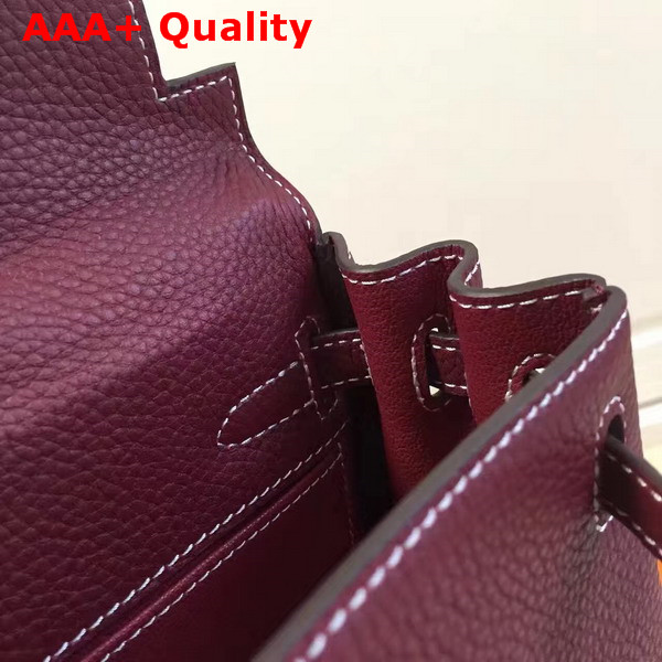 Hermes Mini Kelly in Burgundy Togo Leather Replica