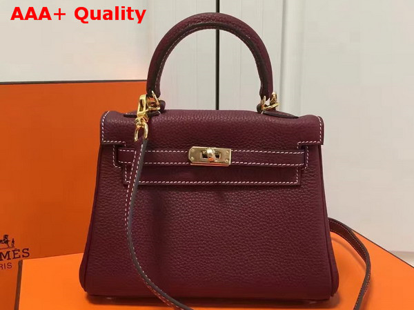 Hermes Mini Kelly in Burgundy Togo Leather Replica