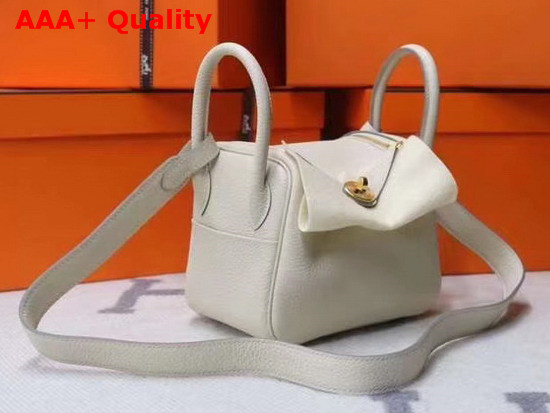 Hermes Mini Lindy Bag in Beige Taurillon Clemence Leather Replica