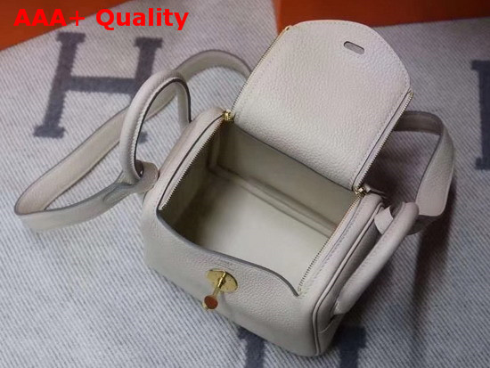 Hermes Mini Lindy Bag in Beige Taurillon Clemence Leather Replica