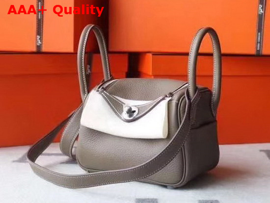 Hermes Mini Lindy Bag in Grey Taurillon Clemence Leather Replica