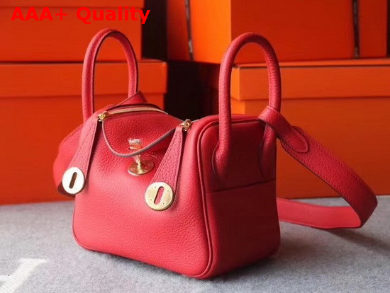 Hermes Mini Lindy Bag in Red Taurillon Clemence Leather Replica