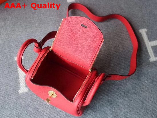 Hermes Mini Lindy Bag in Red Taurillon Clemence Leather Replica