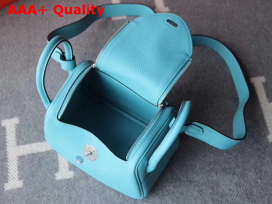 Hermes Mini Lindy Bag in Turquoise Taurillon Clemence Leather Replica