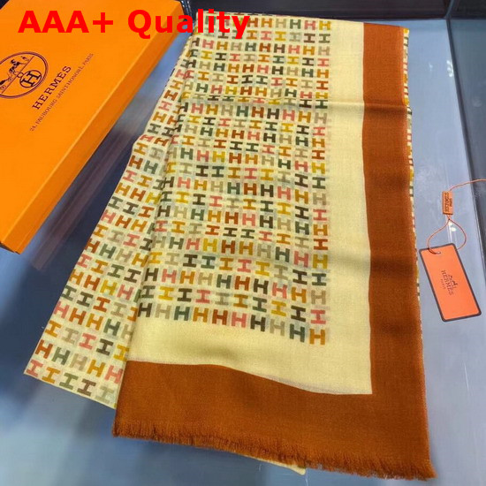 Hermes Monogram Cashmere Scarf Yellow Replica