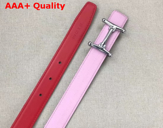 Hermes Mors H Belt Buckle Reversible Leather Strap 24mm Swift and Epsom Calfskin Red and Pink Replica