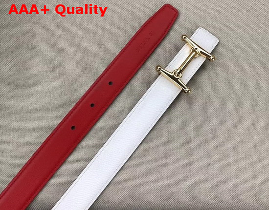 Hermes Mors H Belt Buckle Reversible Leather Strap 24mm Swift and Epsom Calfskin Red and White Replica