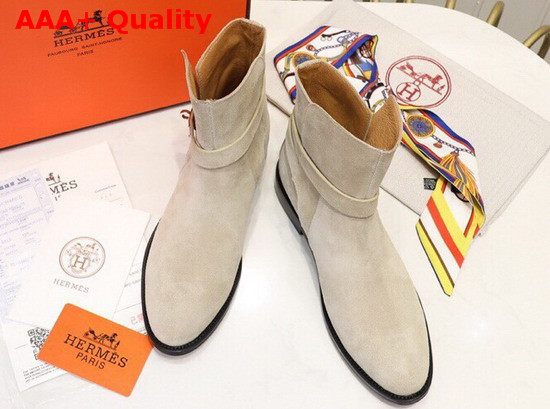 Hermes Neo Ankle Boot in Beige Suede Calfskin Replica