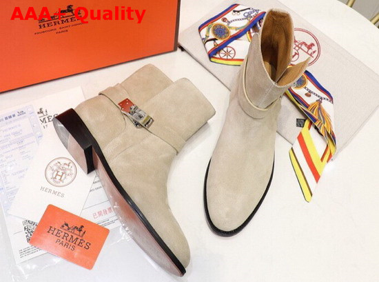 Hermes Neo Ankle Boot in Beige Suede Calfskin Replica