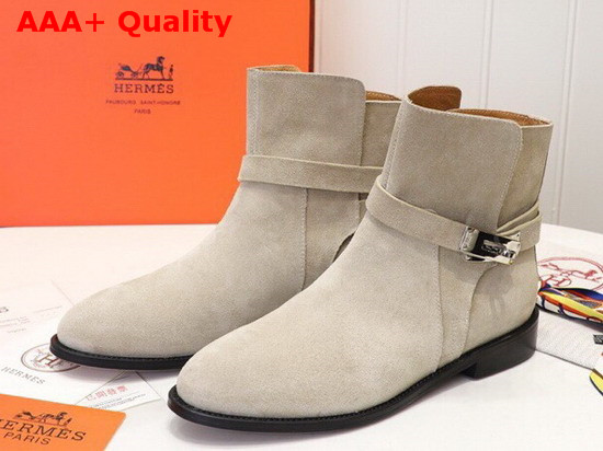 Hermes Neo Ankle Boot in Beige Suede Calfskin Replica