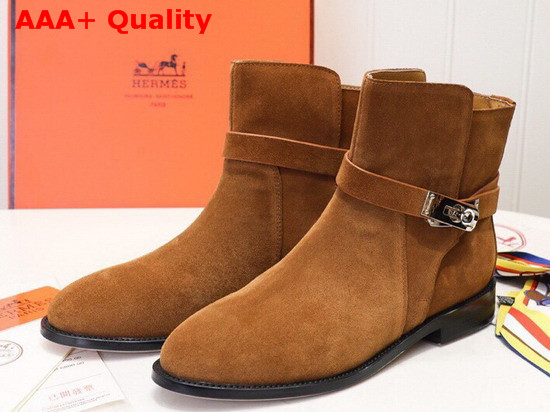 Hermes Neo Ankle Boot in Brown Suede Calfskin Replica