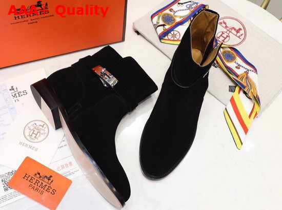 Hermes Neo Ankle Boot in Noir Suede Calfskin Replica