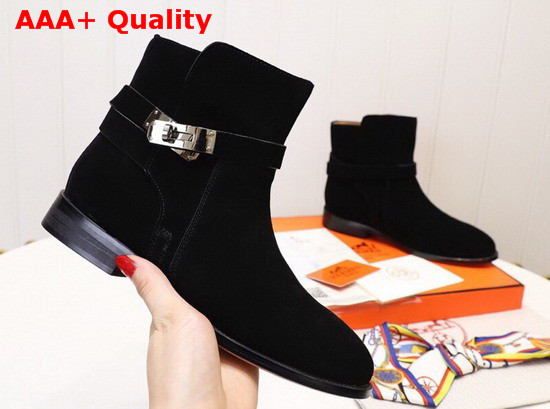 Hermes Neo Ankle Boot in Noir Suede Calfskin Replica