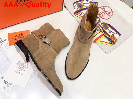 Hermes Neo Ankle Boot in Tan Suede Calfskin Replica