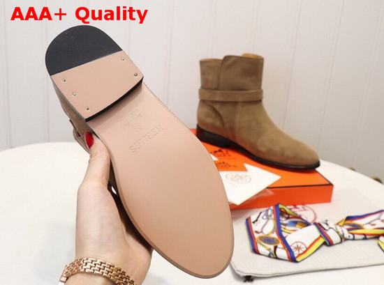 Hermes Neo Ankle Boot in Tan Suede Calfskin Replica