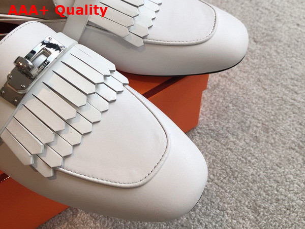 Hermes OZ Mule in Blanc Fringed Calfskin Replica