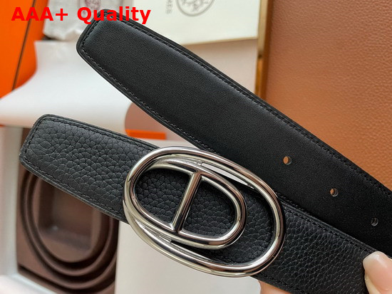 Hermes Odyssee Belt Buckle Reversible Leather Strap 32mm Black Replica