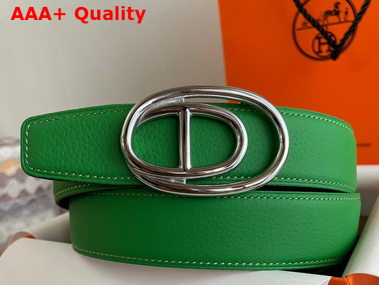 Hermes Odyssee Belt Buckle Reversible Leather Strap 32mm Green Black Replica