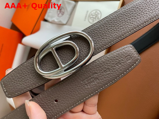 Hermes Odyssee Belt Buckle Reversible Leather Strap 32mm Noir Etain Replica