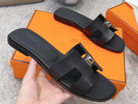 Hermes Oran Sandal in Black Calfskin Replica